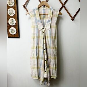 Creatures of Comfort Plaid Sleeveless Button Down Midi Dress
